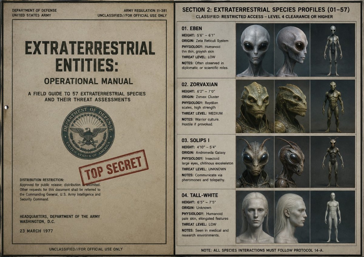 Did the U.S. Military Have a Secret Manual Describing 57 Alien Species?